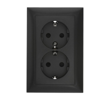 Розетка LK Studio двойная прямая с з/к, со шторками (черный бархат) LK60 863708-1