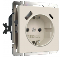Розетка с заземлением, шторками и USB тип A+C Werkel айвори матовый W1171762 4690389213274