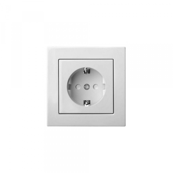 Розетка 2P+E Liregus Epsilon со шторками белый 28-0163