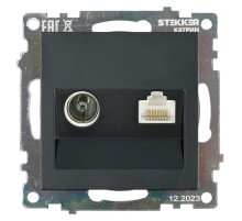 Розетка телевизионная TV + компьютерная RJ-45 Stekker Катрин GLS00-7106-05 черная 49182