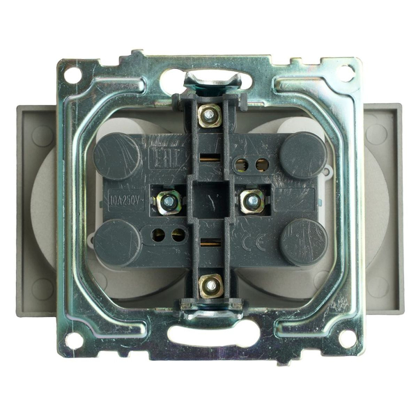 Розетка двойная 2P Stekker Катрин со шторками графит GLS10-7113-06 49421