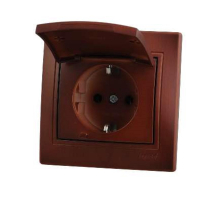 Розетка с зазем. с крышкой Lezard Mira вишня 701-0601-123