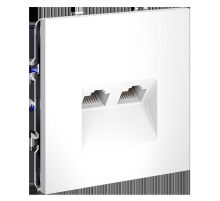 Розетка компьютерная встраиваемая Voltum S70 двойная RJ45+RJ45 кат.6, (белый матовый) VLS060202