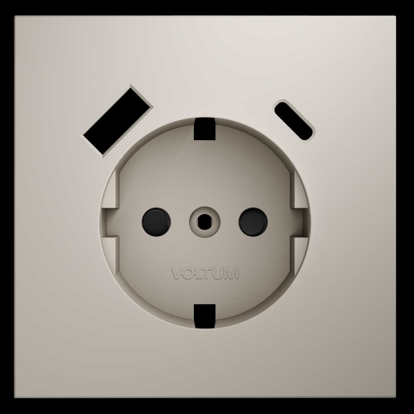 Накладка для розетки с заземлением и защитными шторками с USB A+C S70 (кашемир) Voltum VLS001003