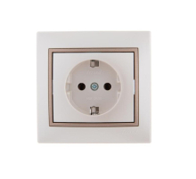 Розетка с зазем. Lezard Mira белый жемчуг с кор. вст. 701-3031-122