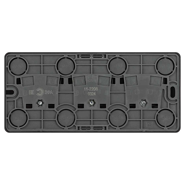 Розетка ЭРА Эксперт 11-2208-05 тройная с заземлением 3х2P+E Schuko IP20 16A-250В ОУ антрацит Б0063007
