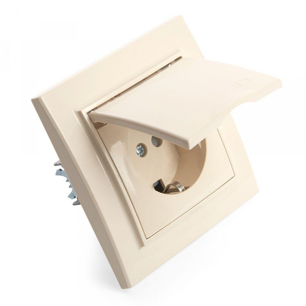 Розетка 2P+PE Stekker Эрна со шторками крышкой слоновая кость PST16-9012-02 39238 Розетка 2P+PE Stekker Эрна со шторками крышкой слоновая кость PST16-9012-02 39238