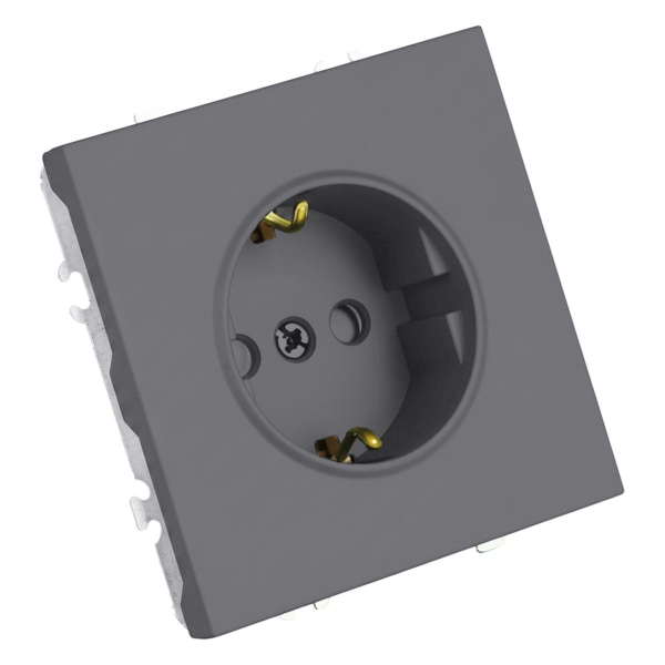 Розетка 1-местная с защитной шторкой с/з (механизм), STEKKER, 250В, 16А, серия Эмили, RST16-5110-10, платиново-серый, soft touch 49958