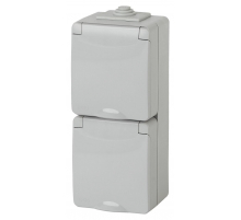 Розетка ЭРА Эксперт 2х2P E IP65 со шторками 16A 250V 11-2608-03 Б0036003
