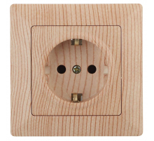 Розетка двойная ЭРА Intro Solo Schuko 2X2P+E 16A 250V со шторками дерево 4-206-11 Б0043346