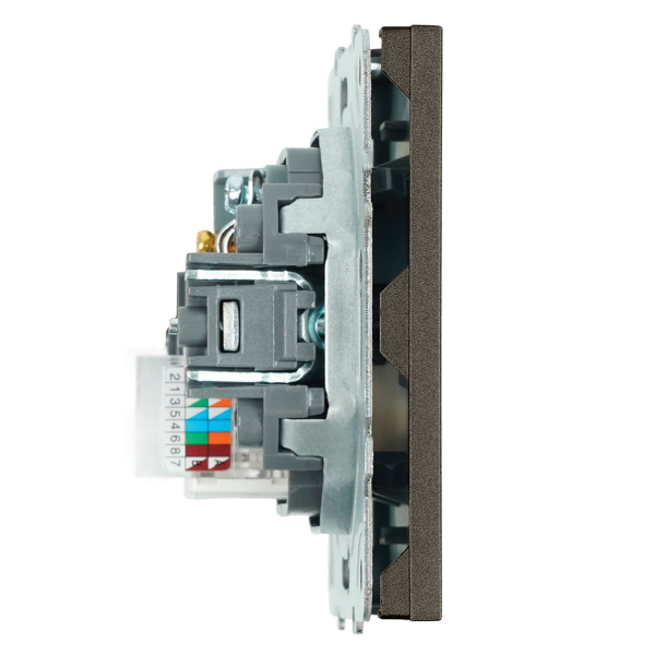 Розетка TV + компьютерная RJ-45 (механизм), Stekker Эмили, RST00-5106-09, антрацит, soft touch 49924