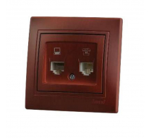 Розетка 2-ая комп. + тел. Lezard Mira вишня 701-0601-143