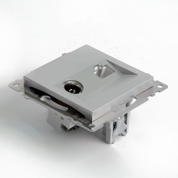 Розетка телевизионная TV + компьютерная RJ-45 Stekker Катрин серебро GLS00-7106-03 49183 Розетка телевизионная TV + компьютерная RJ-45 Stekker Катрин серебро GLS00-7106-03 49183