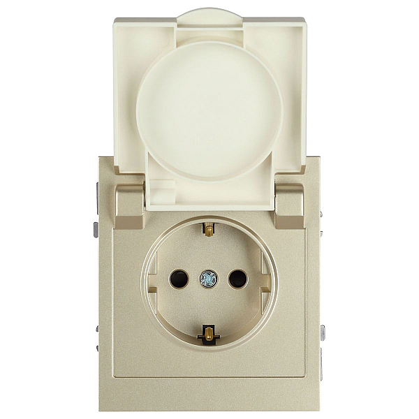 Розетка ЭРА Arktik 16-2103-04 с заземлением 2P+E Schuko со шторками с крышкой 16А-250В шампань Б0070437
