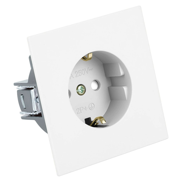 Розетка 1-местная с защитной шторкой с/з (механизм), Stekker, 250В, 16А Мия, RST16-3110-01, белая магнолия 50440