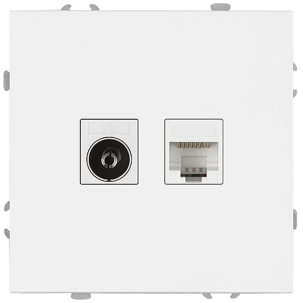 Розетка ЭРА Galaxy 15-3110-01 комбинированная RJ45+TV IP20 белый Б0070776