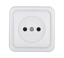 Розетка LK Studio открытой установки без заземляющих контактов с защитными шторками (белый) 813304