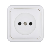 Розетка LK Studio открытой установки без заземляющих контактов с защитными шторками (белый) 813304
