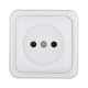 Розетка LK Studio открытой установки без заземляющих контактов с защитными шторками (белый) 813304