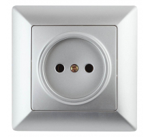 Розетка ЭРА Intro Solo 2P 16A 250V серебро 4-201-03 Б0043307
