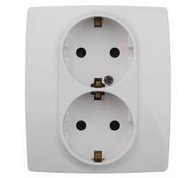 Розетка ЭРА 12 2x2P E Schuko со шторками 16A 250V 12-2104-01 Б0014699