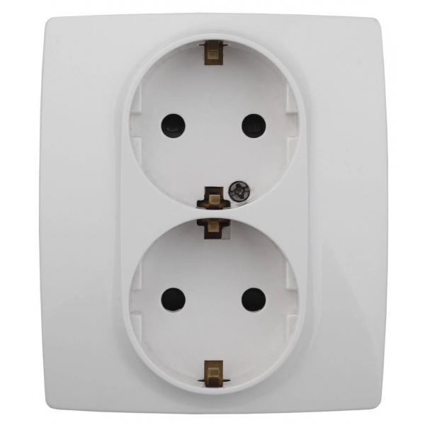 Розетка ЭРА 12 2x2P E Schuko со шторками 16A 250V 12-2104-01 Б0014699 Розетка ЭРА 12 2x2P E Schuko со шторками 16A 250V 12-2104-01 Б0014699