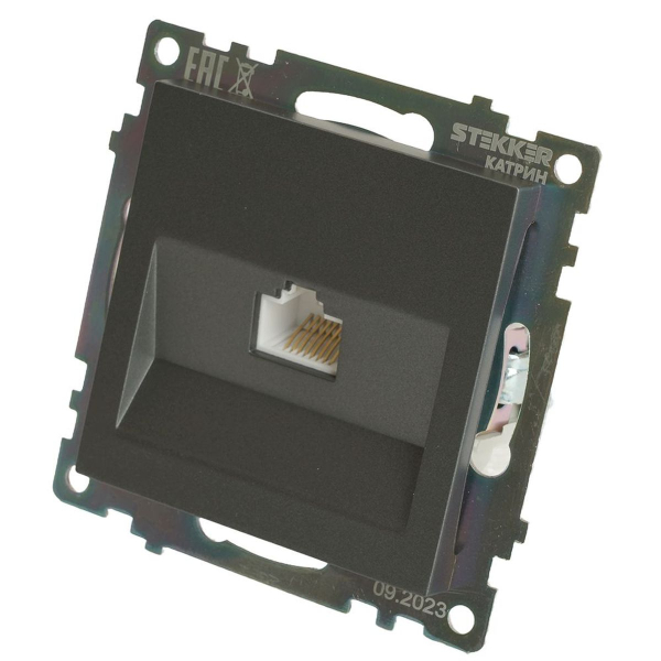 Розетка компьютерная RJ-45 Stekker Катрин графит GLS00-7107-06 49418