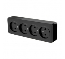 Розетка четырехместная 2P Stekker София черный MST10-14-02 49319