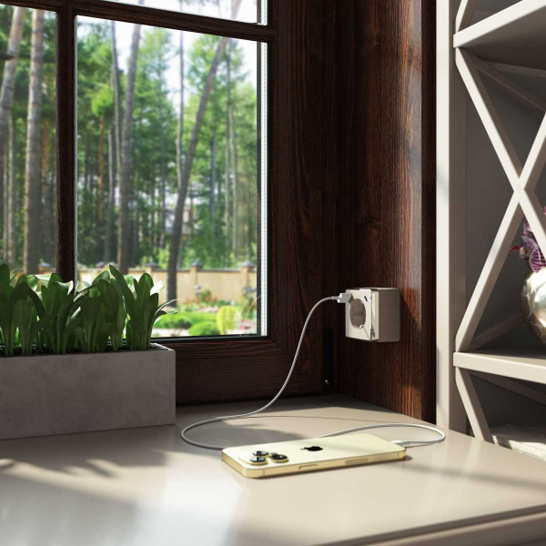 Розетка с заземлением, шторками и USB тип A+C Werkel Gallant шампань рифленый W5071710 4690389179631