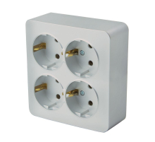 Розетка 4-местная 2P+PE Stekker София серебро MST16-14S-03 49334
