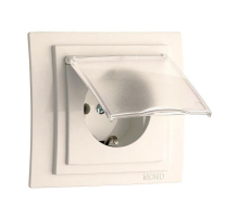 Розетка 2К+З Mono Electric Larissa 16A 250V с крышкой винтовое подключение слоновая кость 103-010121-118