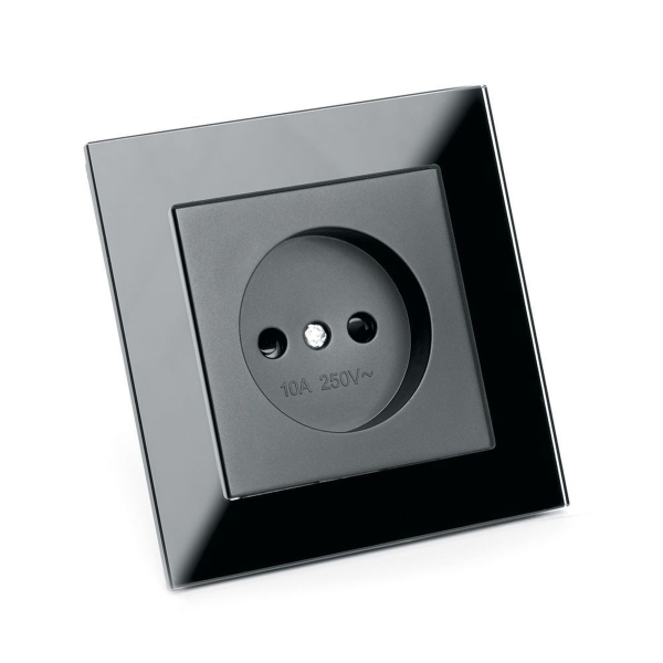 Розетка 2P Stekker Катрин со шторками черный GLS10-7009-05 39512