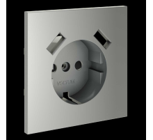Накладка для розетки с заземлением и защитными шторками с USB A+A S70 (сталь) Voltum VLS000905