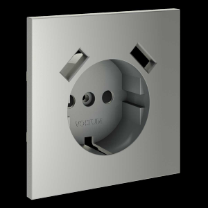 Накладка для розетки с заземлением и защитными шторками с USB A+A S70 (сталь) Voltum VLS000905