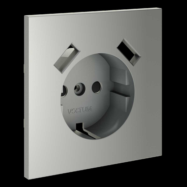 Накладка для розетки с заземлением и защитными шторками с USB A+A S70 (сталь) Voltum VLS000905