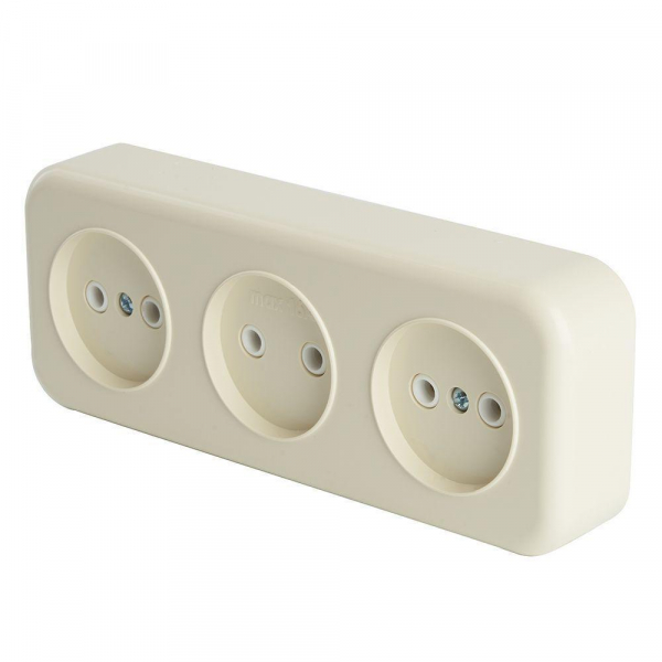 Розетка тройная 2P Stekker Брест слоновая кость PST16-50-20 49055 Розетка тройная 2P Stekker Брест слоновая кость PST16-50-20 49055