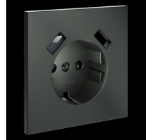 Накладка для розетки с заземлением и защитными шторками с USB A+A S70 (титан) Voltum VLS000906