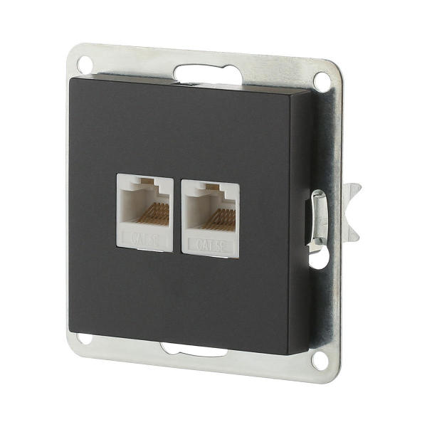 Розетка LK Studio компьютерная 2хRJ-45 кат. 5е с накладкой (черный бархат) LK80 846208-1 Розетка LK Studio компьютерная 2хRJ-45 кат. 5е с накладкой (черный бархат) LK80 846208-1