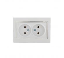 Розетка 2-ая без зазем. Lezard Mira белая с бел. вст. 701-0202-128