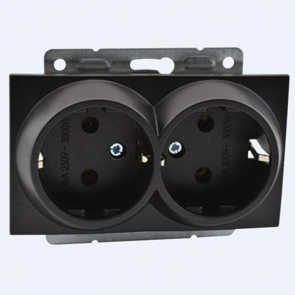 Розетка 2К+З двойная Mono Electric Despina/ Larissa 16A 250V винтовое подключение графит 500-002004-120 Розетка 2К+З двойная Mono Electric Despina/ Larissa 16A 250V винтовое подключение графит 500-002004-120
