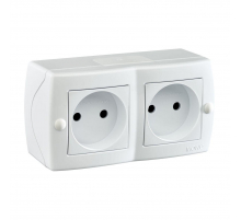 Розетка 2К двойная Mono Electric Octans IP20 16A 250V винтовое подключение белый 104-010106-121