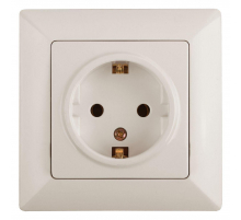 Розетка двойная ЭРА Intro Solo Schuko 2X2P+E 16A 250V со шторками слоновая кость 4-206-02 Б0043341