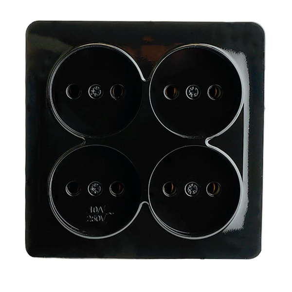 Розетка четырехместная 2P Stekker София черный MST10-14S-02 49321
