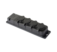 Роз. (колодка) четырехмест. с защит. крышками каучуковая 230В 2P+PE 16A IP44 EKF PRO RPS-020-16-230-44-r