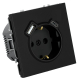 Розетка 1-местная з/ш с/з 16А + USB + Type C (механизм), Stekker, 250В, 20W Эмили, черный уголь, soft-touch, RST16-5119-05 50218