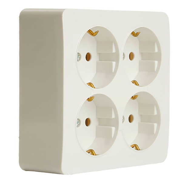 Розетка 4-местная 2P+PE Stekker София белый MST16-14S-01 49310