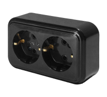 Розетка двойная 2P+PE Stekker Брест черный PST16-31-20 39696