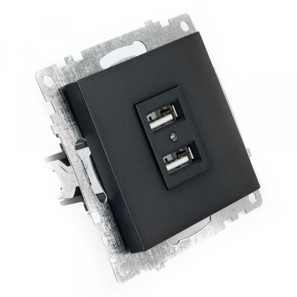Розетка 2хUSB Stekker Катрин черный GLS10-7115-05 39616 Розетка 2хUSB Stekker Катрин черный GLS10-7115-05 39616