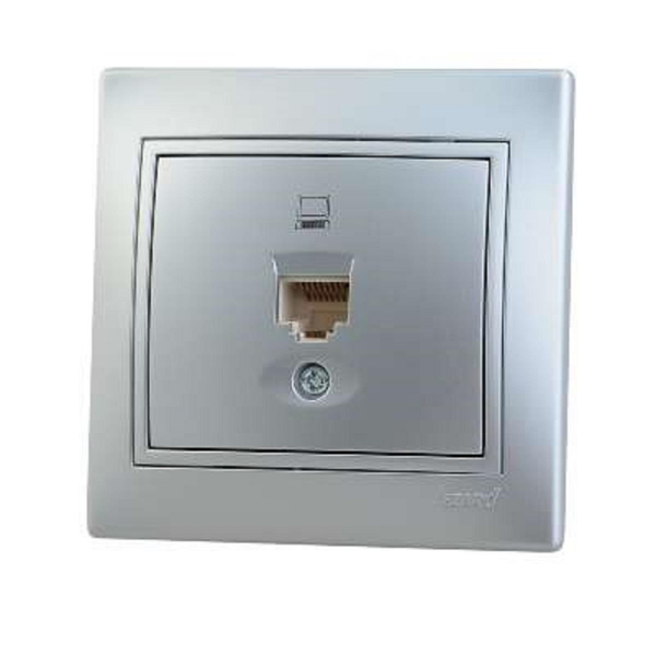 Розетка компьютерная Lezard Mira серебро 701-1010-139 Розетка компьютерная Lezard Mira серебро 701-1010-139