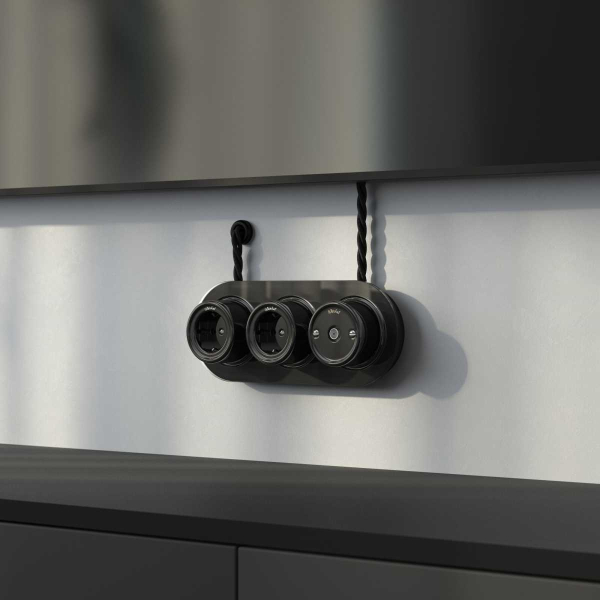 W5683008/ ТВ розетка (черный) Ретро